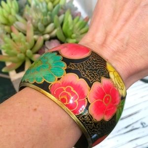 EUC Vibrant Floral 2" Bangle Bracelet